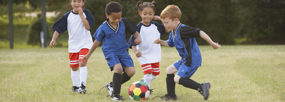 Kids playing soccer